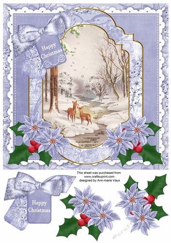 Snow Deer Happy Christmas 8in Step by Step