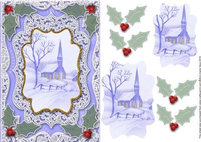 Christmas Church Lights A5 Lace Card Front Step by Step