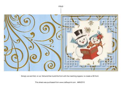 Christmas Snowman Couple Square Styled Matching Card