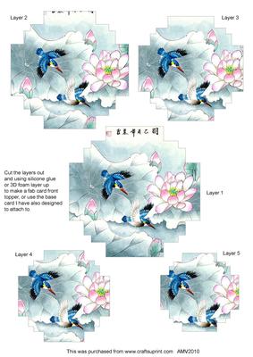 Oriental Blue Birds Ex Style Matching Pyramid Toppers