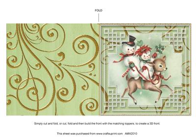 Reindeer and Snowman Square Style Matching Card