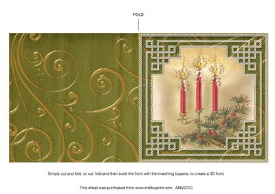 Christmas Candle Trio Square Style Matching Card