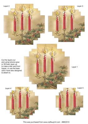 Christmas Candle Trip Ex Style Matching Pyramid Toppers