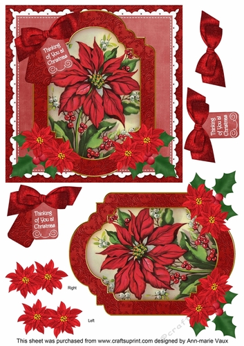 Red Poinsettia Thinking of You at Christmas 6in Step by Step
