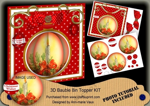 Christmas Candle 3D Bauble 8in Card Front Mini Kit