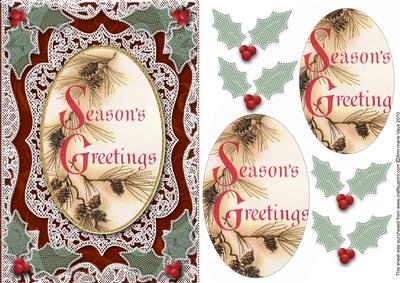 Seasons Greetings A5 Lace Oval Card Front Step by Step