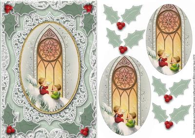 Christmas Church Window A5 Lace Card Front Step by Step