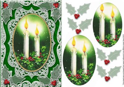Christmas Candle Duo A5 Lace Card Front Step by Step
