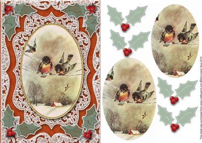 Watching Christmas A5 Oval Lace Card Front Step by Step