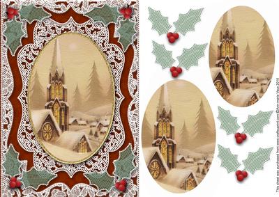Silent Night A5 Oval Lace Card Front Step by Step