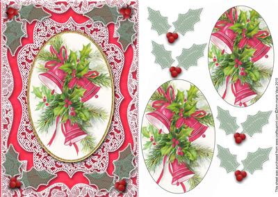 Christmas Bells A5 Oval Lace Card Front Step by Step