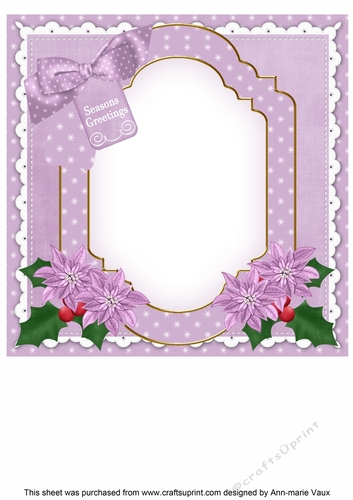 Lilac Snowscene Seasons Greetings 8x8inch Fancy Insert Panel