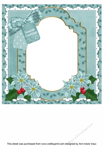 Teal Church Seasons Greetings 8x8inch Fancy Insert Panel