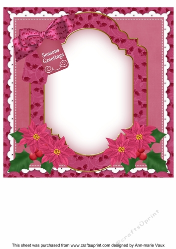 Pink Bells Seasons Greetings 8x8inch Fancy Insert Panel