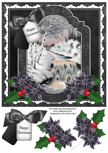 Black Stream Happy Christmas 8x8inch Step by Step
