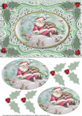 Sleepy Santa A5 Oval Lace Card Front Step by Step