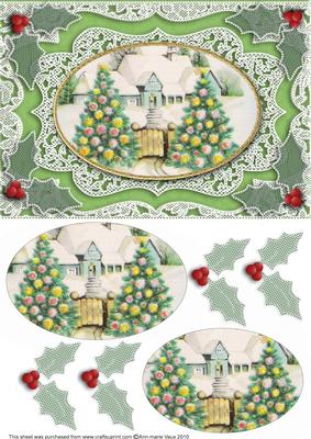 Christmas Gate Trees A5 Lace Card Front Step by Step
