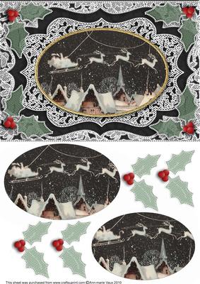 Christmas Skies A5 Lace Oval Card Front Step by Step