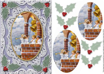 Angel Bells A5 Oval Lace Card Front Step by Step
