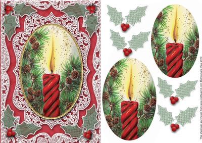 Christmas Candle A5 Oval Lace Card Front Step by Step