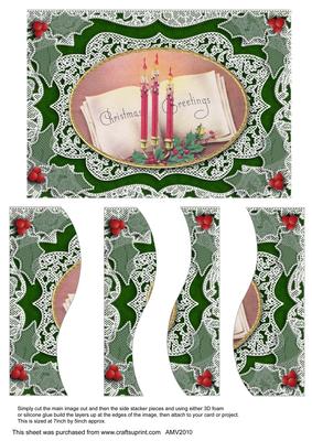 Christmas Greeting Candles Lace Swirvey Side Stacker