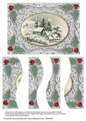 Christmas Snow Village Lace Swirvey Side Stacker