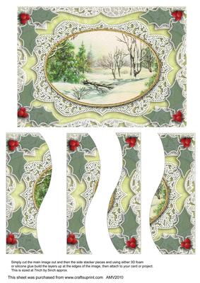 Christmas Snow Scene Lace Swirvey Side Stacker
