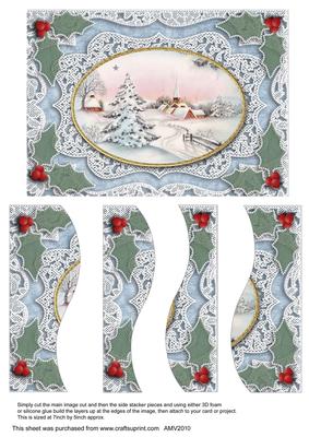 Snowy Christmas Tree Lace Swirvey Side Stacker