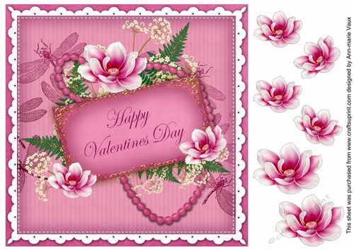 Cerise Magnolia Happy Valentines Day 8in Step by Step Topper
