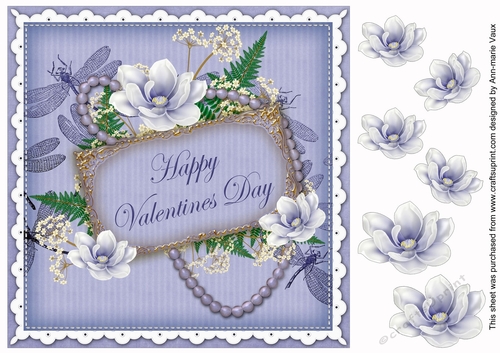 Pale Blue Magnolia Happy Valentines Day 8in Step by Step Topper