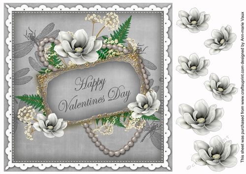 Silver Magnolia Happy Valentines Day 8in Step by Step Topper