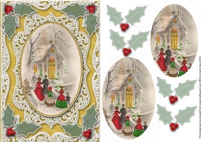 Going to Christmas Church A5 Lace Card Front