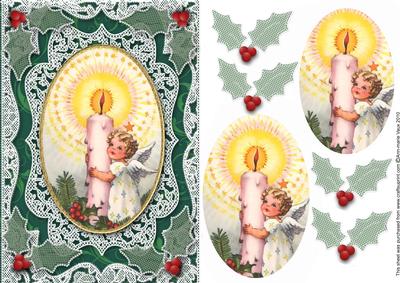 Christmas Candle Angel A5 Lace Card Front Step by Step