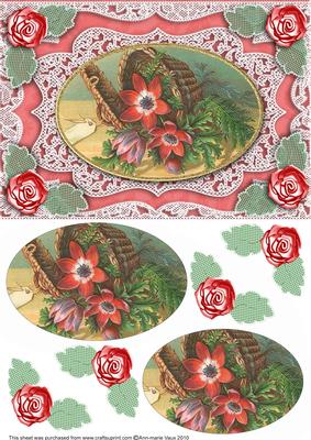 Anemone Basket A5 Lace Oval Card Front Step by Step