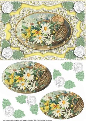Basket of Daisies A5 Lace Card Front Step by Step