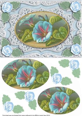 Morning Glory A5 Lace Oval Card Front Step by Step