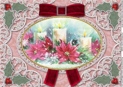 Christmas Candle Trio Velvet and Lace A4 Sheet