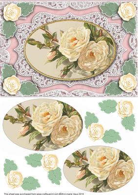 White Rose A5 Lace Card Front Step by Step