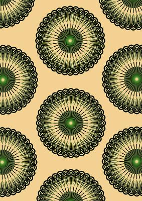 Geo Black Green Circles Yellow Backing Paper