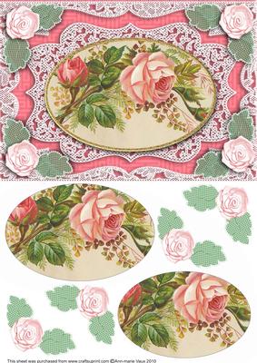 Pink Bouquet 2 A5 Lace Card Front Step by Step