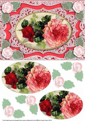 Vintage Rose Envelope A5 Lace Card Front Step by Step