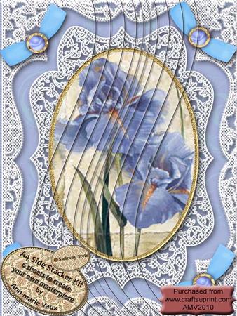Blue Iris Lace N Bows A4 Side Stacker Kit