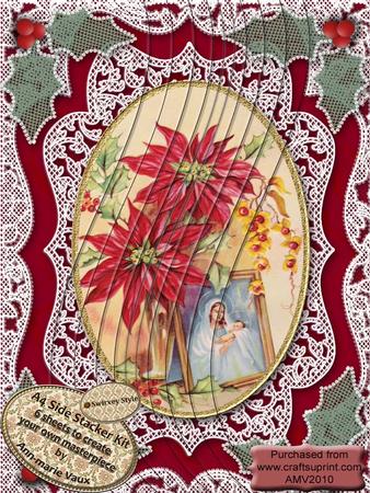 Religious Poinsettias A4 Lace Swirvey Side Stacker Kit