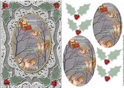 Santa and Reindeer A5 Card Front Step by Step