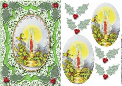 Christmas Candle Lantern A5 Lace Card Front Step by Step