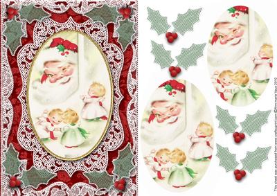 Santa and Cherubs A5 Card Front Step by Step