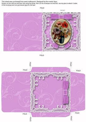 Mixed Poppies Mini Lace Card and Matching Envelope Sheet