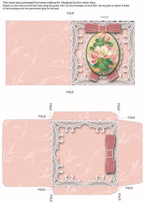 Pink Blossom Mini Lace Card and Matching Envelope Sheet