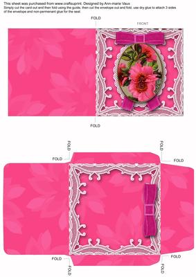 Pink Cherry Blossom Mini Card and Matching Envelope Sheet