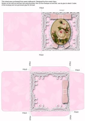 Pink Roses 1 Mini Card and Envelope Matching Sheet